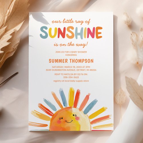 Little Ray of Sunshine Baby Shower Invitation