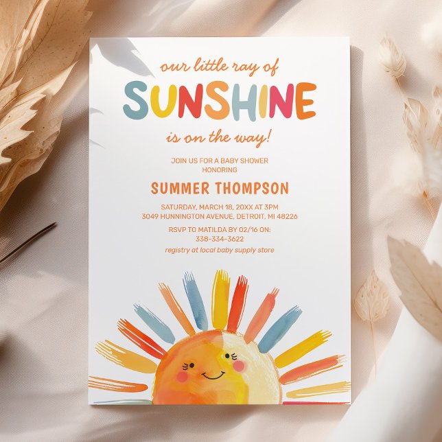 Little Ray of Sunshine Baby Shower Invitation (Creator Uploaded)