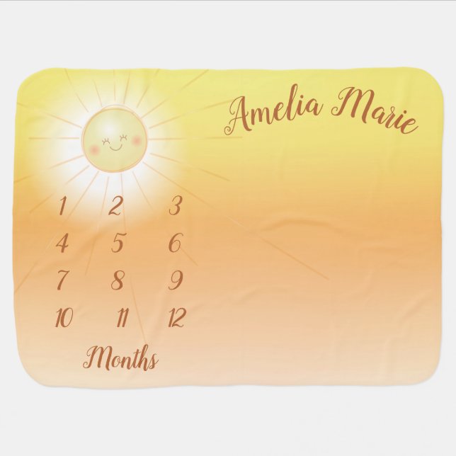 Little Ray of Sunshine Baby Shower Milestone Blanket (Horizontal)