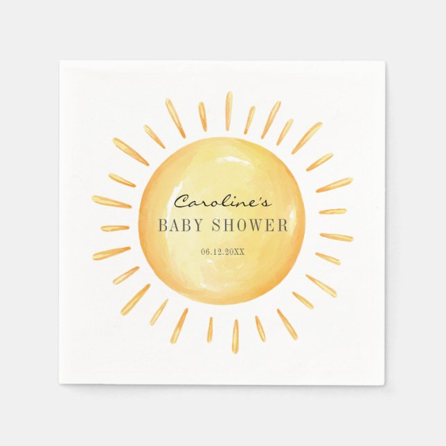 Little Ray Of Sunshine Baby Shower Napkins (Front)