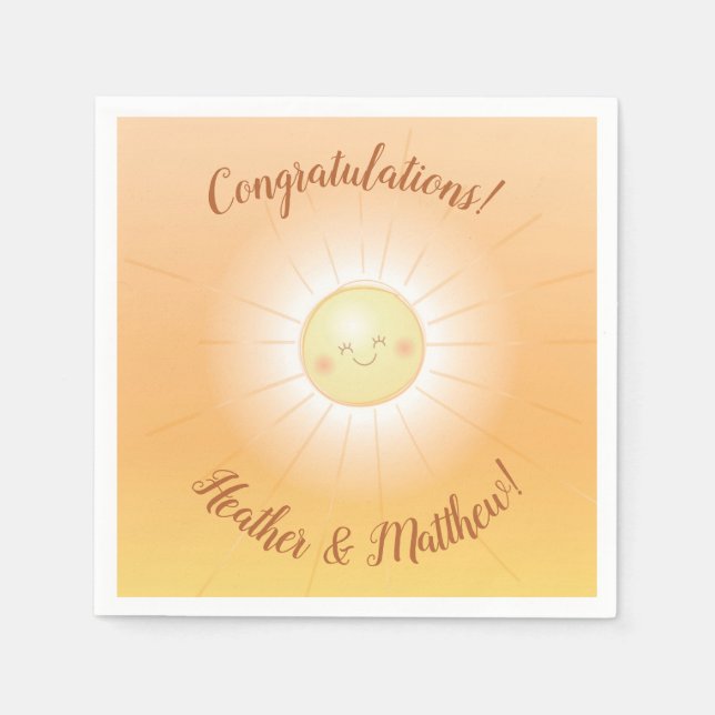 Little Ray of Sunshine Baby Shower Napkins (Front)