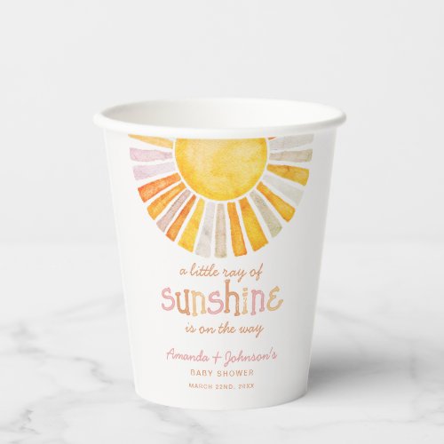 Little Ray of Sunshine Baby Shower Paper Cups