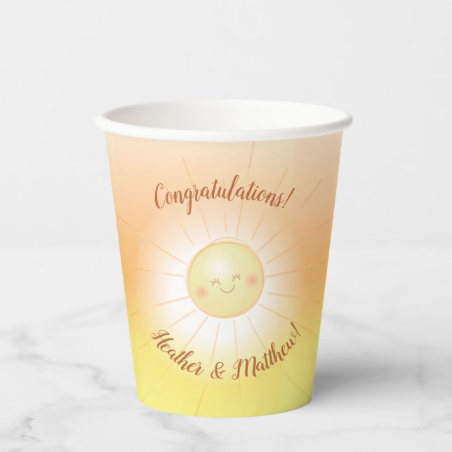 Little Ray of Sunshine Baby Shower Paper Cups (Front)