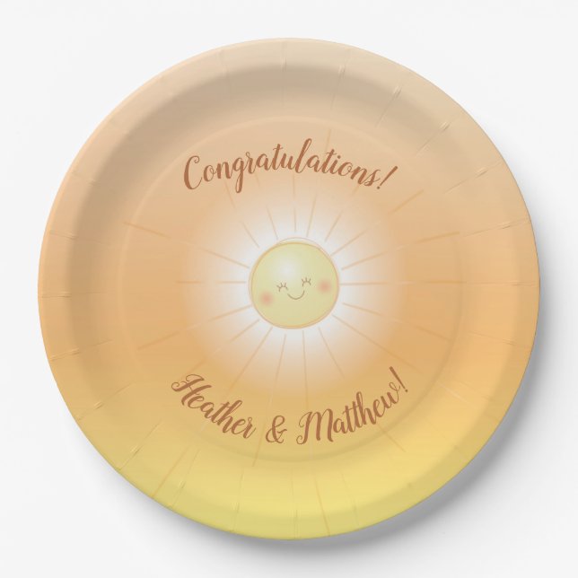 Little Ray of Sunshine Baby Shower Paper Plates (Front)