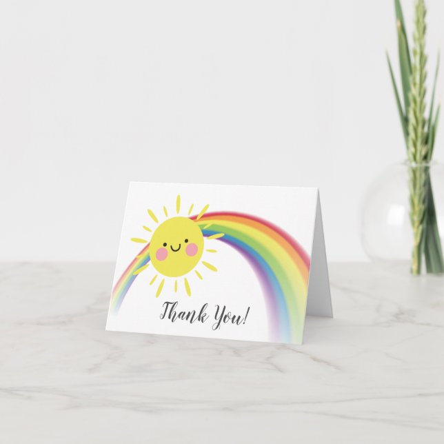 Little Ray of Sunshine Baby Shower Thank You Note Card (Front)