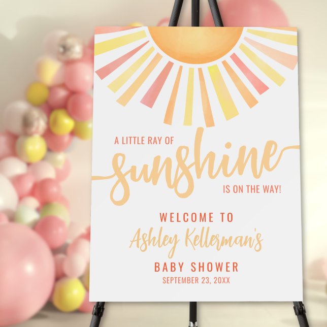 Little Ray Of Sunshine Baby Shower Welcome Sign (Little Ray Of Sunshine Baby Shower Welcome Sign)