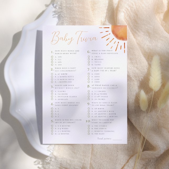 Little Ray of Sunshine Baby Trivia Shower Game Invitation (Creator Uploaded)