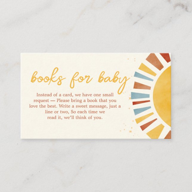 Little Ray of Sunshine Boho Baby Books for Baby Enclosure Card (Front)