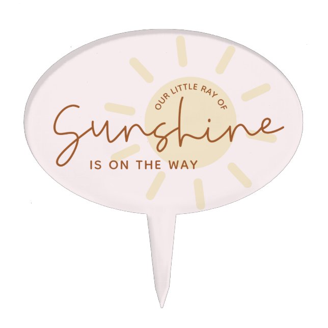 Little Ray of Sunshine Boho Baby Shower Cake Topper (Front)