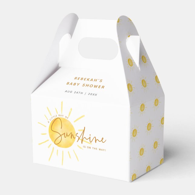 Little Ray of Sunshine Boho Baby Shower Favor Boxes (Front Side)