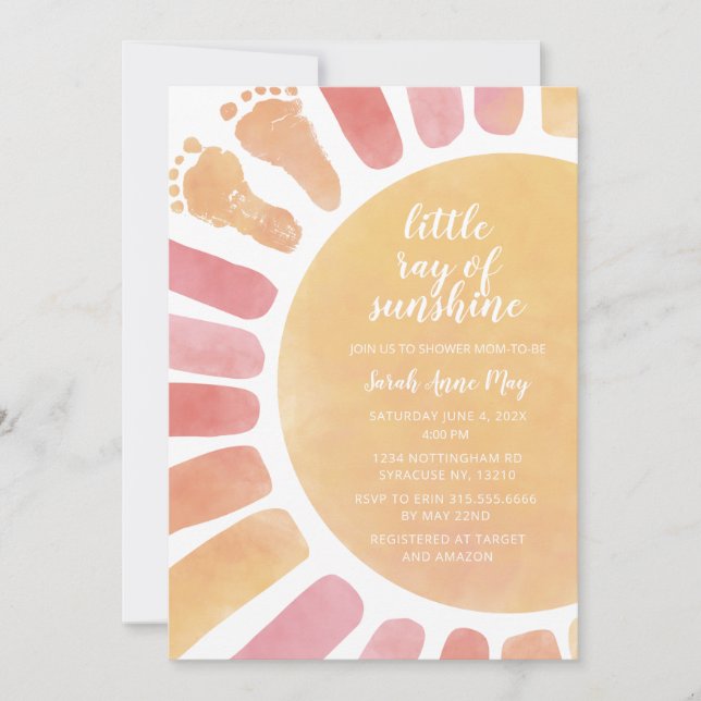 Little Ray of Sunshine Boho Baby Shower  Invitation (Front)