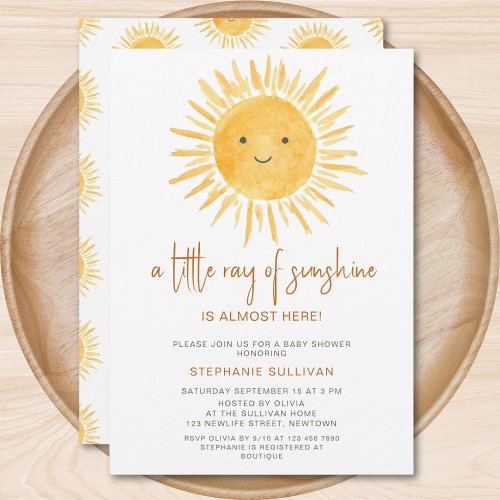 Little Ray of Sunshine Boho Baby Shower Invitation
