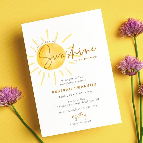 Little Ray of Sunshine Boho Baby Shower Invitation