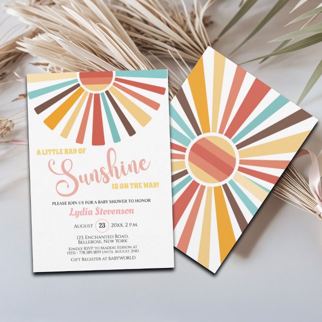 Little Ray Of Sunshine Boho Baby Shower Invitation (Creator Uploaded)