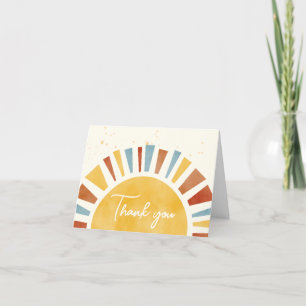 Little Ray of Sunshine Boho Baby Shower Letterpress Thank You Card