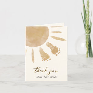 Little Ray of Sunshine Boho Baby Shower Letterpress Thank You Card