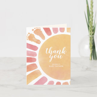 Little Ray of Sunshine Boho Baby Shower Letterpress Thank You Card