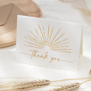 Little Ray of Sunshine Boho Baby Shower Letterpress Thank You Card
