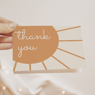 Little Ray of Sunshine Boho Baby Shower Letterpress Thank You Card