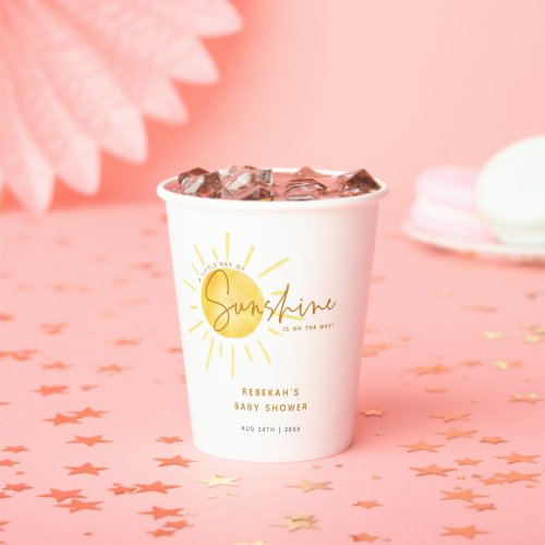 Little Ray of Sunshine Boho Baby Shower Paper Cups