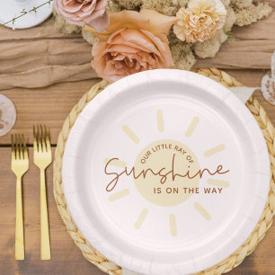Little Ray of Sunshine Boho Baby Shower Paper Plates