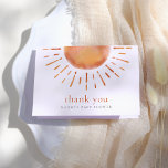 Little Ray of Sunshine Boho Baby Shower Thank You<br><div class="desc">Boho thank you card with a big hand-drawn sun. "Thank you" is written on the front, alongside the event, and inside, there is a message you can customize or delete. The back of the cards features the mom's name and the due date. Made to match our "Little Ray of Sunshine"...</div>