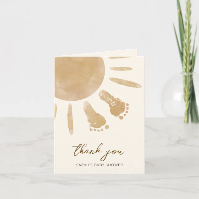 Little Ray of Sunshine Boho Baby Shower Thank You Card | Zazzle