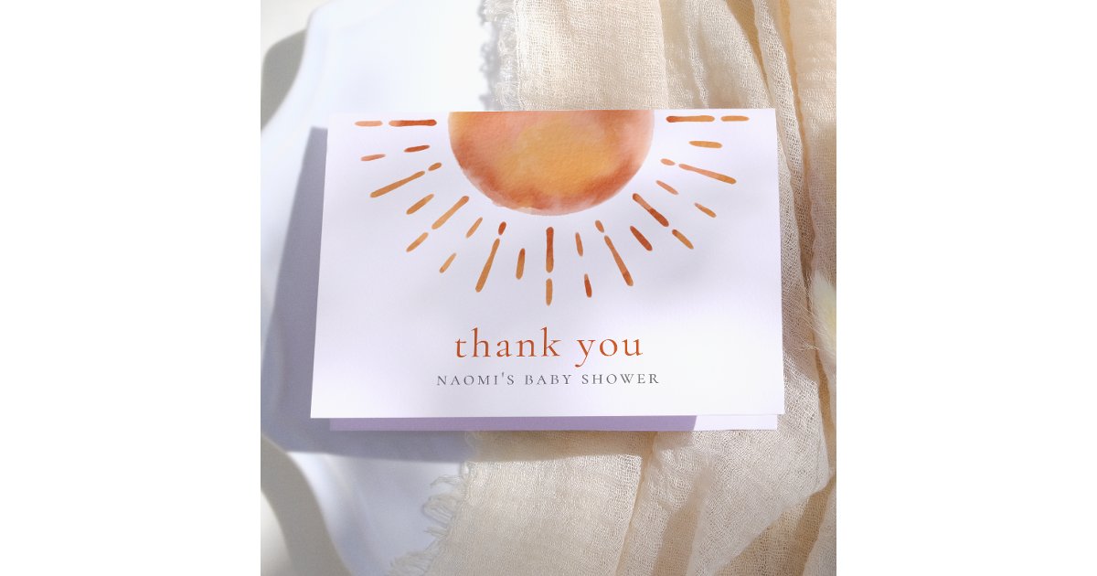 Little Ray of Sunshine Boho Baby Shower Thank You Card | Zazzle