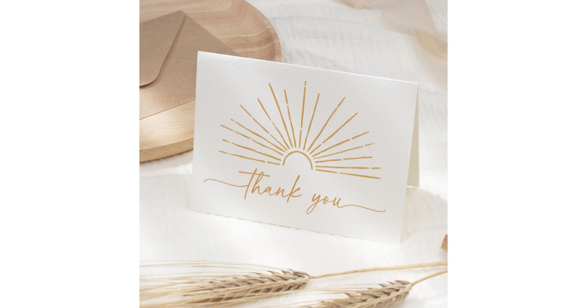 Little Ray of Sunshine Boho Baby Shower Thank You Card | Zazzle