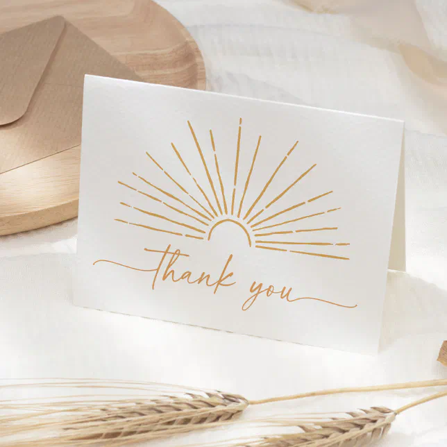 Little Ray of Sunshine Boho Baby Shower Thank You Card | Zazzle