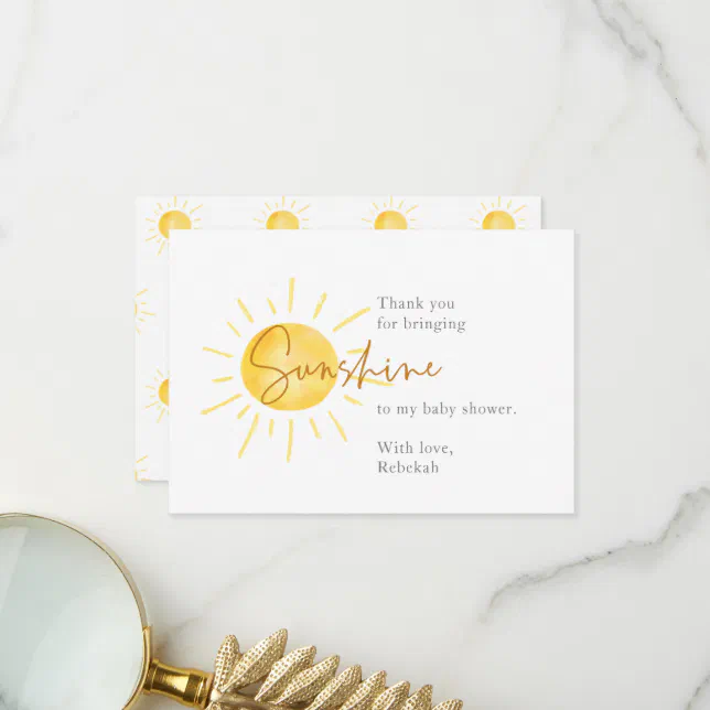 Little Ray of Sunshine Boho Baby Shower Thank You Card | Zazzle