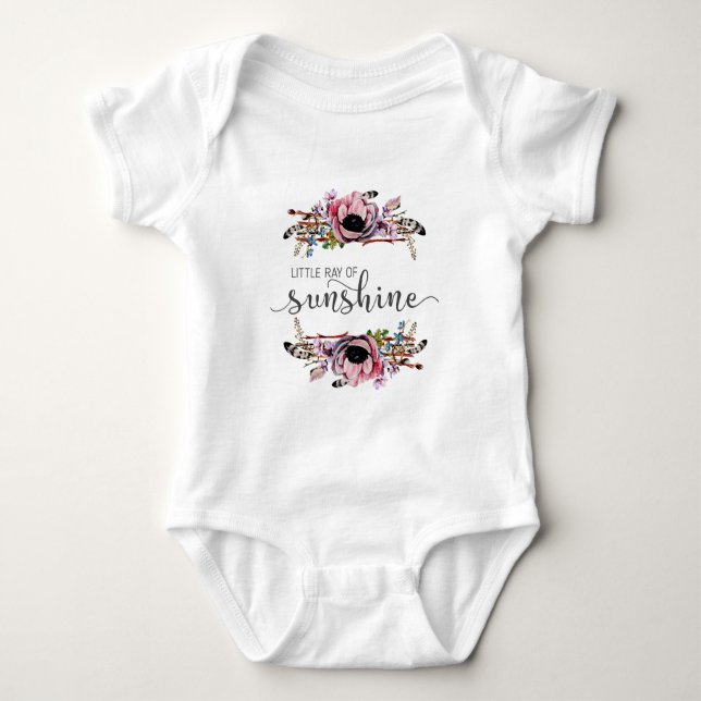 Little Ray of Sunshine | Boho Chic Baby Girl Tutu Baby Bodysuit (Front)