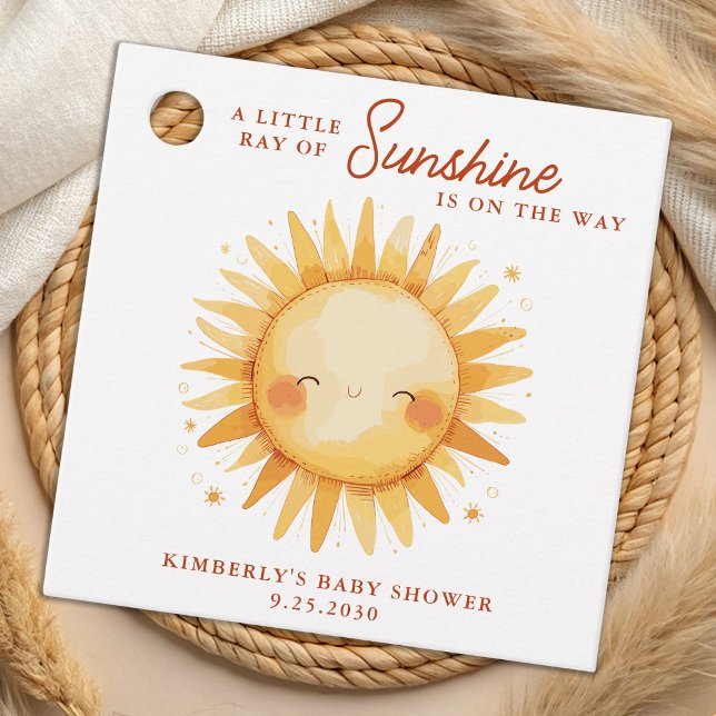Little Ray of Sunshine Boho Cute Sun Baby Shower Favor Tags (Creator Uploaded)