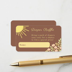 Little Ray of Sunshine Boho Diaper Raffle Enclosure Card