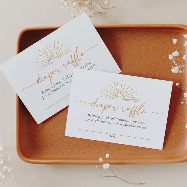 Little Ray of Sunshine Boho Diaper Raffle Ticket Enclosure Card | Zazzle