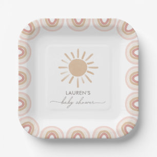 Little Ray of Sunshine Boho Girl Baby Shower Paper Plates