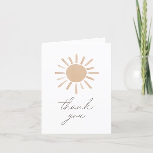 Little Ray of Sunshine Boho Girl Baby Shower Thank You Card