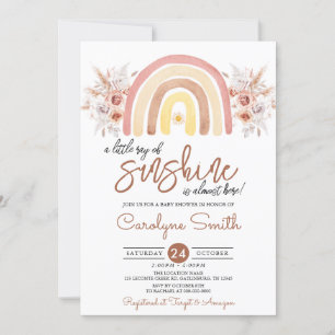 Little Ray of Sunshine Boho Rainbow Baby Shower Invitation