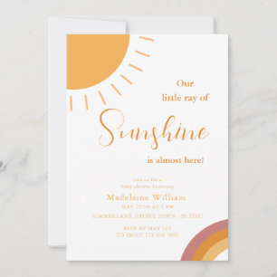 Little Ray of Sunshine Boho Rainbow Baby Shower Invitation