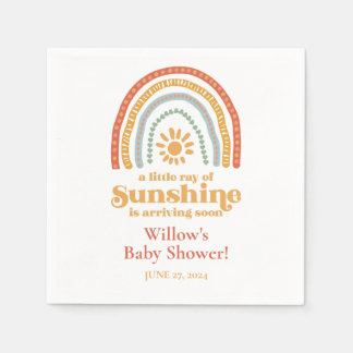 Little Ray of Sunshine Boho Rainbow Baby Shower Napkins