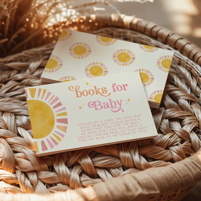 Little Ray of Sunshine Boho Retro Books for Baby Enclosure Card (Creator Uploaded)