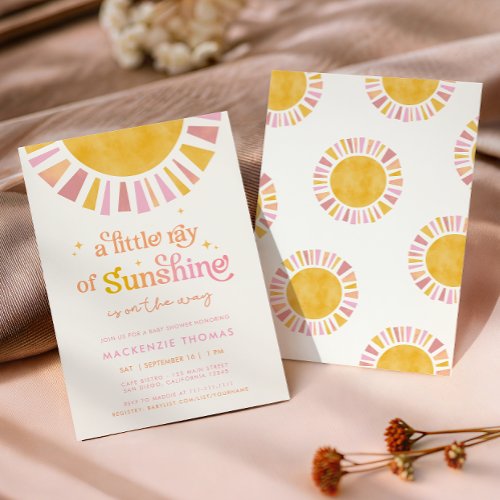 Little Ray of Sunshine Boho Retro Girl Baby Shower