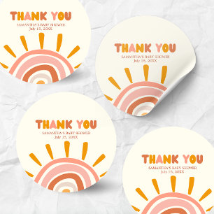 Little Ray of Sunshine Boho Sun Baby Shower Classic Round Sticker