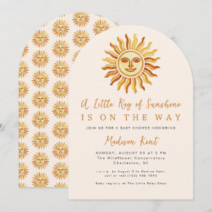 Little Ray of Sunshine Boho Sun Baby Shower Invitation