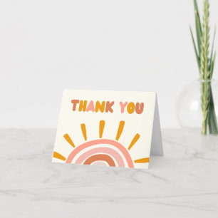 Little Ray of Sunshine Boho Sun Baby Shower Letterpress Thank You Card