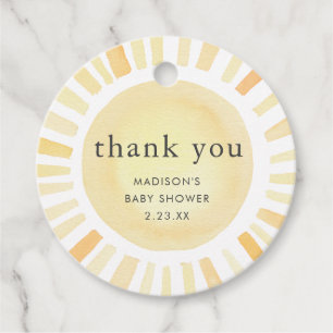 Little Ray Of Sunshine Boho Sun Yellow Baby Shower Favor Tags