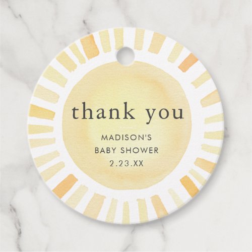 Little Ray Of Sunshine Boho Sun Yellow Baby Shower Favor Tags