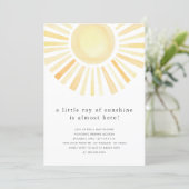 Little Ray Of Sunshine Boho Sun Yellow Baby Shower Invitation (Standing Front)