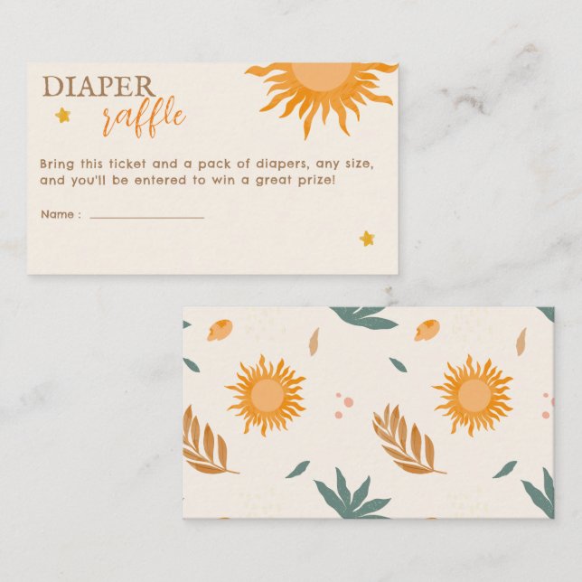 Little ray of sunshine Diaper Raffle Baby shower Enclosure Card (Front/Back)