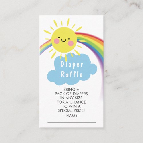 Little Ray of Sunshine Diaper Raffle Ticket Enclosure Card